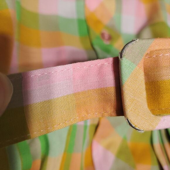 Vintage 1950s Adorable Pastel Plaid Cotton Fitted Full Skirt Shirtwaist Dress - Picture 10 of 16